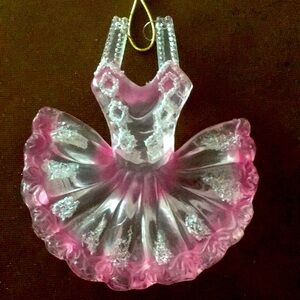 NWOT: Ballerina Dress Ornament - Pink/Clear Acrylic - 4.5"x4.75"